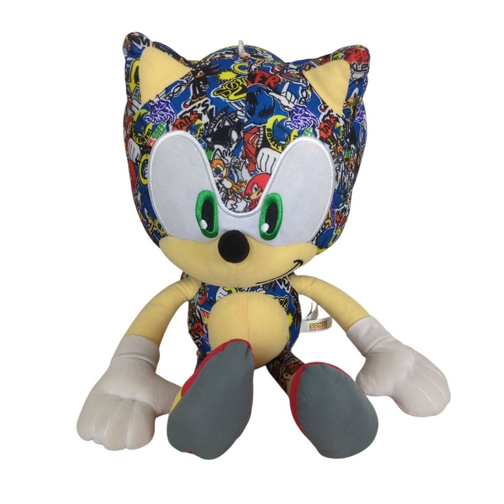 Toy Factory Sonic‎ The Hedgehog Plush Toy 18" Sticker Bomb Design Multicolor